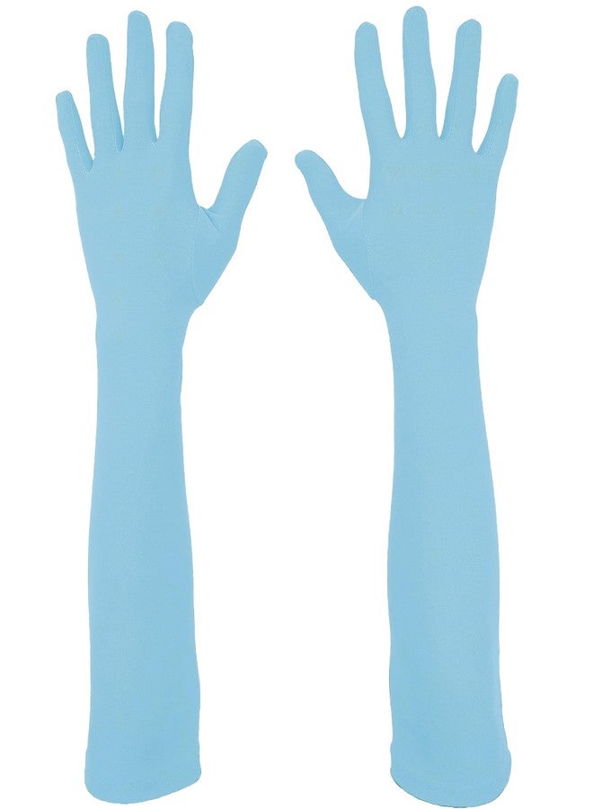 Howriis Men's and Women's Spandex Gloves Costume Halloween Cosplay Stretchy Long Gloves (Light Blue, 45cm) - Image 1